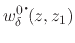 $\displaystyle w_{\delta}^{0\mbox{\Large$\cdot$}\!}(z,z_{1})$
