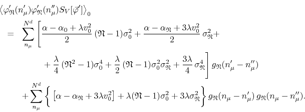 \begin{eqnarray*}
\lefteqn
{
\left\langle
\varphi_{\mathfrak{N}}'(n_{\mu}')
...
...ak{N}}(n_{\mu}-n_{\mu}')\,
g_{\mathfrak{N}}(n_{\mu}-n_{\mu}'').
\end{eqnarray*}