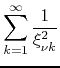$\displaystyle \sum_{k=1}^{\infty}
\frac{1}{\xi_{\nu k}^{2}}$