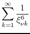 $\displaystyle \sum_{k=1}^{\infty}
\frac{1}{\xi_{\nu k}^{6}}$