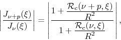 \begin{displaymath}
\left\vert\frac{J_{\nu+p}(\xi)}{J_{\nu}(\xi)}\right\vert
=...
...e {\cal R}_{c}(\nu,\xi)}{\displaystyle R^{2}}
}
\right\vert,
\end{displaymath}