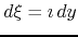 $d\xi=\imath\,
dy$